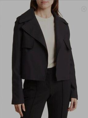 Bagatelle Collection Black Cropped Trench Coat.  Sz L